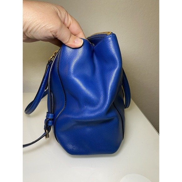 Coach F36606 Christie Carryall Crossbody HandBag Purse Blue Crossgrain Leather - Picture 6 of 16